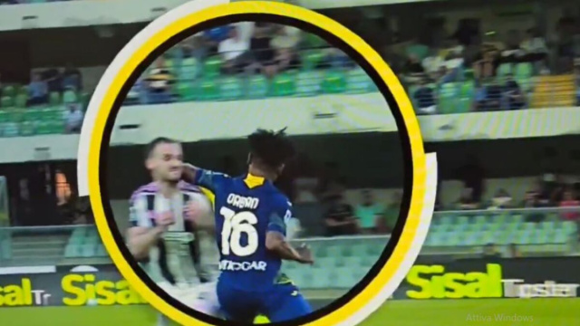 Federico Gatti e Orban in Hellas Verona - Juventus. Foto &copy; Dazn