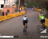 Remco Evenepoel sorpassa Tadej Pogačar – © Screenshot Eurosport.
