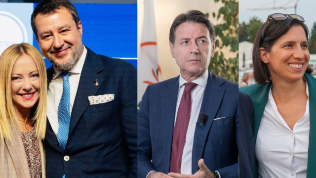 Giorgia Meloni, Matteo Salvini, Giuseppe Conte ed Elly Schlein (&copy; Facebook)