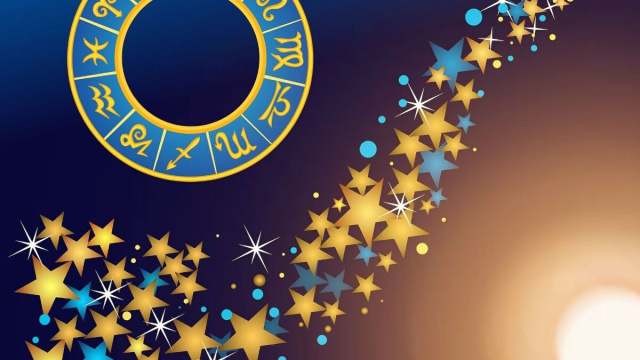 Cerchio zodiacale dorato con i dodici segni su sfondo blu © Pixabay.