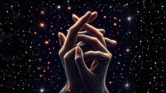 Mani d'amore nell'universo stellato - © Pixabay IA.