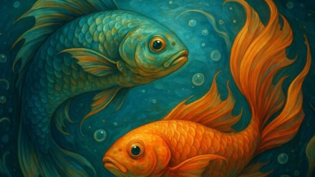 Illustrazione ispirata al segno zodiacale dei Pesci. © Immagine creata con Dall-E