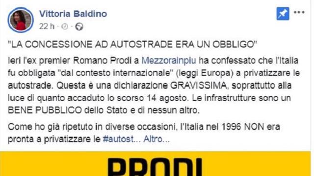 Autostrade Spa: Prodi ammette che la privatizzazione fu obbligata politicamente