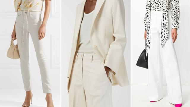 Moda, pantaloni bianchi e giacca in denim i must-have della primavera 2024